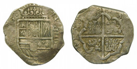 CASTILLA Y LEON. Felipe IV (1621-1665). 4 Reales. AR. Sin fecha visible (1627-1628). Madrid. Ensayador V. 13.20 g 
mbc