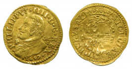 ITALIA. Reino de Nápoles. Felipe IV (1621-1665). Escudo de oro. AU. 1647/32. Nápoles. Sobrefecha clara. 3,36 g. P.R. 12. Bien centrada. Muy rara. 
mb...