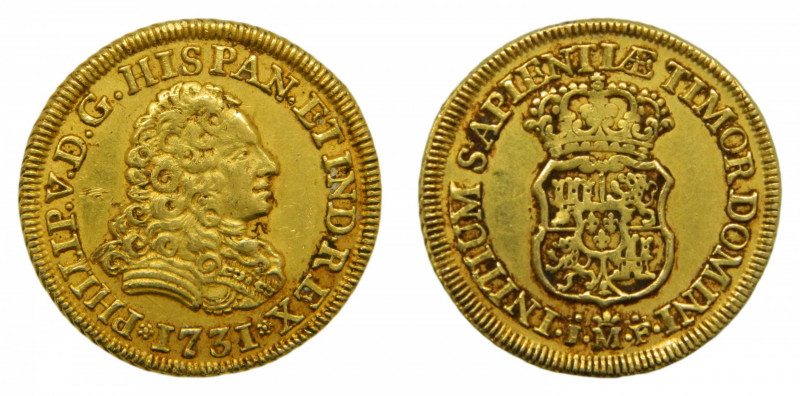 ESPAÑA. Felipe V (1700-1746). 1731 JF. 2 escudos. Madrid. (AC 1866) Ensayadores ...