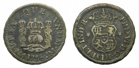 AMÉRICA. Fernando VI (1746-1759). 1756 JM. 1/2 real. Lima. (AC 58). Columnario.
mbc