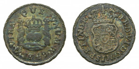 AMÉRICA. Fernando VI (1746-1759). 1749 M. 1/2 real. México. Columnario (AC 82) 
mbc-
