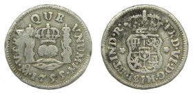 AMÉRICA. Fernando VI (1746-1759). 1755 M. 1/2 real. México. Columnario (AC 88)
bc