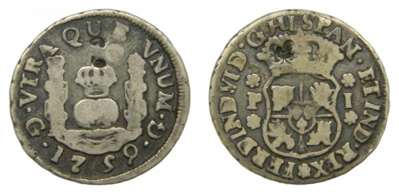 AMÉRICA. Fernando VI (1746-1759). 1759 P. 1 real. Guatemala. Columnario (AC 141)...