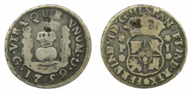 AMÉRICA. Fernando VI (1746-1759). 1759 P. 1 real. Guatemala. Columnario (AC 141) 3,16 g AR. Agujero tapado.
bc