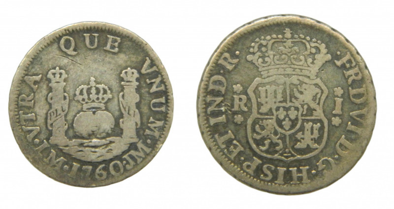 AMÉRICA. Fernando VI (1746-1759). 1760/50 JM. 1 real. Lima. Columnario (AC 165) ...