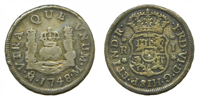 AMÉRICA. Fernando VI (1746-1759). 1748/7 M. 1 real. México. Columnario (AC 185) ...