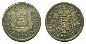 AMÉRICA. Fernando VI (1746-1759). 1748/7 M. 1 real. México. Columnario (AC 185) 3,18 g AR. 
mbc-