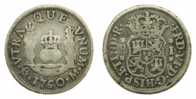 AMÉRICA. Fernando VI (1746-1759). 1760 M. 1 real. México. Columnario (AC 204) 3,25 g AR.
bc