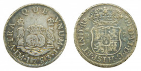 AMÉRICA. Fernando VI (1746-1759). 1753 JM. 2 reales. Lima. Columnario. Leyenda FED por FRD. (AC 269) 6,52 g Escasa.
mbc