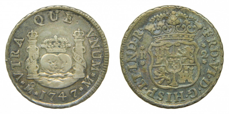 AMÉRICA. Fernando VI (1746-1759). 1747 M. 2 reales. México. Columnario (AC 285) ...