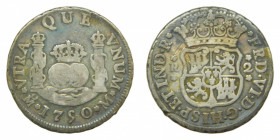 AMÉRICA. Fernando VI (1746-1759). 1750 M. 2 reales. México. Columnario (AC 289) 6,44 g AR. rayitas
bc+