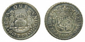 AMÉRICA. Fernando VI (1746-1759). 1753 M. 2 reales. México. Columnario (AC 294) 6,56 g AR.
mbc