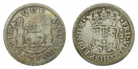 AMÉRICA. Fernando VI (1746-1759). 1756 M. 2 reales. México. Columnario (AC 299) 6,45 g AR.
bc