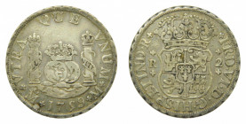 AMÉRICA. Fernando VI (1746-1759). 1759 M. 2 reales. México. Columnario (AC 306) 6,58 g AR.
mbc-