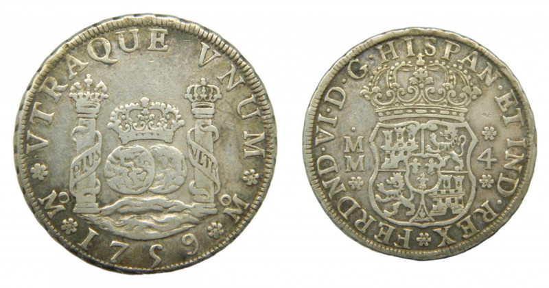 AMÉRICA. Fernando VI (1746-1759). 1759 MM 4 reales. México. Columnario (AC 393) ...