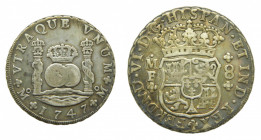 AMÉRICA. Fernando VI (1746-1759). 1747 MF 8 reales. México. Columnario (AC 469) 26,92 g AR.
mbc