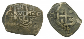 AMÉRICA. Fernando VI (1746-1759). 1756 q 8 reales. Potosí. (AC 534) 26,1 g AR. Agujero tapado. Doble fecha
mbc