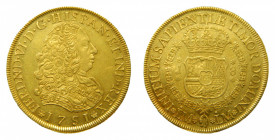 AMÉRICA. Fernando VI (1746-1759). 1751 LM. 8 escudos. Lima. (AC 764). Au 26,97 g. Restos de brillo original. Muy Bonita.
ebc