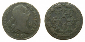 ESPAÑA. Carlos III (1759-1788). 1781 Segovia. 8 maravedís (AC 78) 10.98 g 
bc