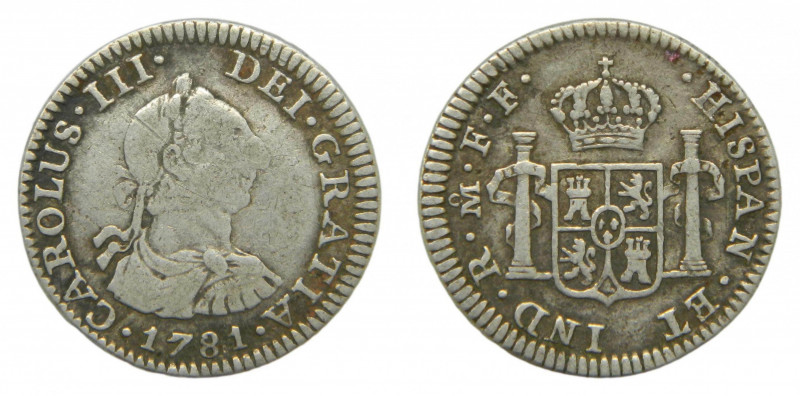 AMÉRICA. Carlos III (1759-1788). 1781 FF . 1/2 real. México. (AC 207). 1,62 g. A...