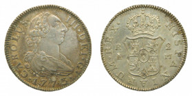 AMÉRICA. Carlos III (1759-1788). 1773 PJ . 2 reales. Madrid. (AC 622). 6 g. AR. Ligera marquita en reverso.
ebc