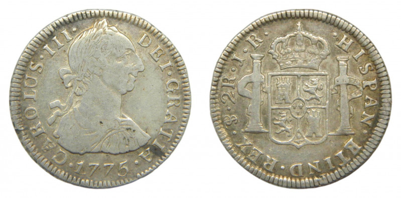 AMÉRICA. Carlos III (1759-1788). 1775 JR. 2 reales. Potosí. (AC 716). 6,29 g. AR...