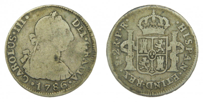 AMÉRICA. Carlos III (1759-1788). 1786 PR. 2 reales. Potosí. (AC 738). 6,45 g. AR...