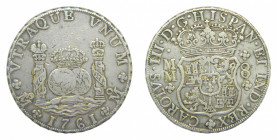 AMÉRICA. Carlos III (1759-1788). 1761 MM . 8 reales. México. Columnario (AC 1075). 27,05 g. AR.
mbc
