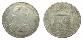 AMÉRICA. Carlos III (1759-1788). 1777 FF . 8 reales. México. (AC 1113). 26,98 g. AR.
mbc