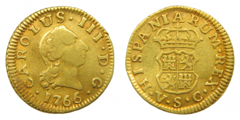 ESPAÑA. Carlos III (1759-1788). 1766/4. VC. 1/2 escudo. Sevilla. (AC 1294) . Au ...