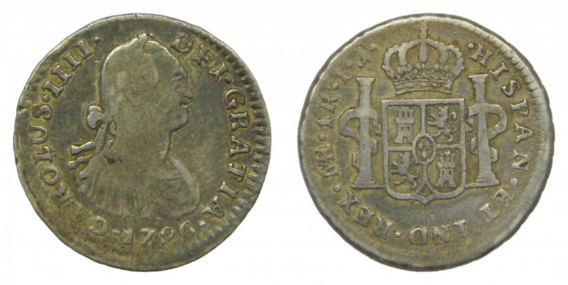 AM&Eacute;RICA. Carlos IV (1788-1808). 1796 IJ. 1 real. Lima (AC 395). 3,22 g AR...