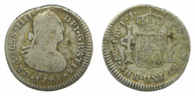 AM&Eacute;RICA. Carlos IV (1788-1808). 1797 IJ. 1 real. Lima (AC 396). 3 g AR. Defecto en canto.
bc