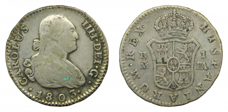 ESPA&Ntilde;A. Carlos IV (1788-1808). 1803 FA. 1 real. Madrid (AC 420). 2,97 g A...