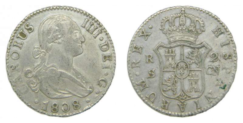 ESPA&Ntilde;A. Carlos IV (1788-1808). 1808 CN . 2 reales. Sevilla (AC 728). 5,89...