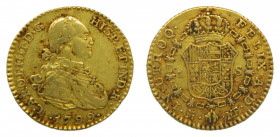 ESPA&Ntilde;A. Carlos IV (1788-1808). 1799 MF. 1 escudo. Madrid. (AC 1117). 3,4 g Au.
mbc