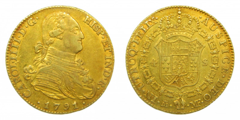 ESPA&Ntilde;A. Carlos IV (1788-1808). 1791 MF. 4 escudos. Madrid. (AC 1474). 13,...