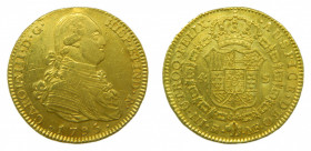 ESPA&Ntilde;A. Carlos IV (1788-1808). 1795 MF. 4 escudos. Madrid. (AC 1478). 13,5 g Au. Rayitas en anverso.
mbc