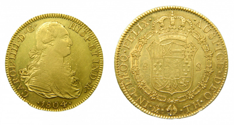 AM&Eacute;RICA. Carlos IV (1788-1808). 1804 TH. 8 escudos M&eacute;xico. (AC 164...