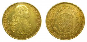 AM&Eacute;RICA. Carlos IV (1788-1808). 1805 TH. 8 escudos M&eacute;xico. (AC 1649) 27 g Au.
mbc+/ebc-