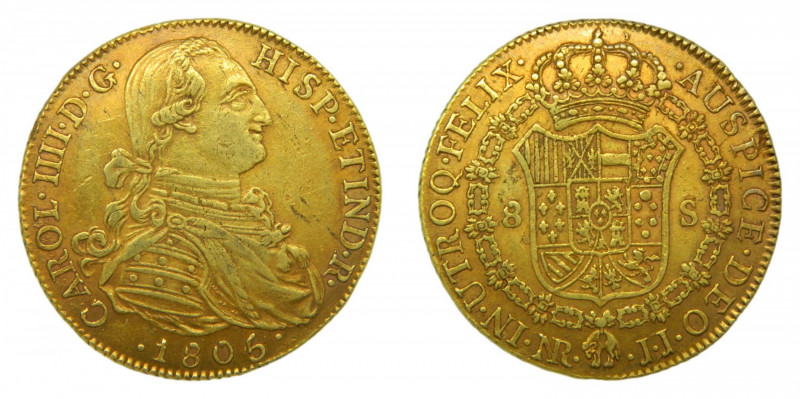 AM&Eacute;RICA. Carlos IV (1788-1808). 1805/4. 8 Escudos. Santa fe de Nuevo Rein...