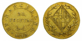 CATALUÑA. Ocupación Francesa bajo Napoleón (1808-1814). 20 pesetas. AU. 1812. Barcelona. (AC 54). 6,77 g.
bc
