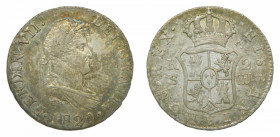 ESPAÑA. Fernando VII (1808-1833). 1820 CJ. 2 reales. Sevilla (AC 952). 5,95 g. AR. Anverso repicado.
ebc-