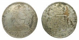 AMÉRICA. Fernando VII (1808-1833). 1809 JP. 8 reales. Lima. Busto indígena (AC 1240). 26,19 g AR. 
mbc