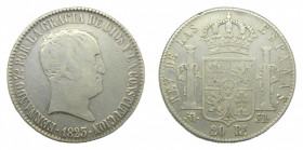 ESPAÑA. Fernando VII (1808-1833). 1823 SR. 20 reales. Madrid. (AC 1283). Tipo Cabezón .26,63, g AR. 
mbc