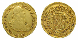 AMÉRICA. Fernando VII (1808-1833). 1819 FM. 1 escudo. Popayán (AC 1537 ). 3,37 g Au (9 recto)
mbc