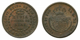 ESPAÑA. Isabel II (1833-1868). 1/2 Media Décima de Real. 1853. Segovia. (AC 140)
s/c-