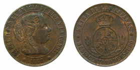ESPAÑA. Isabel II (1833-1868). 1/2 Céntimo de Escudo. 1867. Barcelona. (AC 200)
ebc+