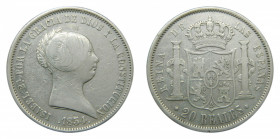 ESPAÑA. Isabel II (1833-1868). 1854. 20 reales . Madrid . (AC 596) 25,76 g AR.
mbc-