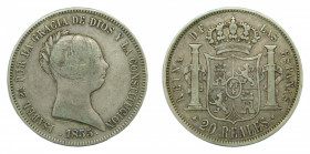ESPAÑA. Isabel II (1833-1868). 1855. 20 reales . Madrid . (AC 597) 25,6 g AR.
mbc-
