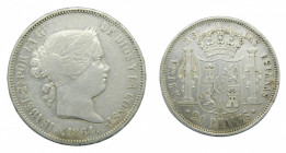 ESPAÑA. Isabel II (1833-1868). 1864. 20 reales . Madrid . (AC 622) 25,76 g AR.
mbc+